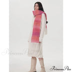 Light Luxury Gradient Color Wool Striped Fringed Mohair Scarf