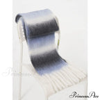 Light Luxury Gradient Color Wool Striped Fringed Mohair Scarf
