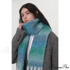 Light Luxury Gradient Color Wool Striped Fringed Mohair Scarf