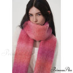 Light Luxury Gradient Color Wool Striped Fringed Mohair Scarf