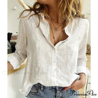 Linen Cotton Button-up Navy Office Blouse