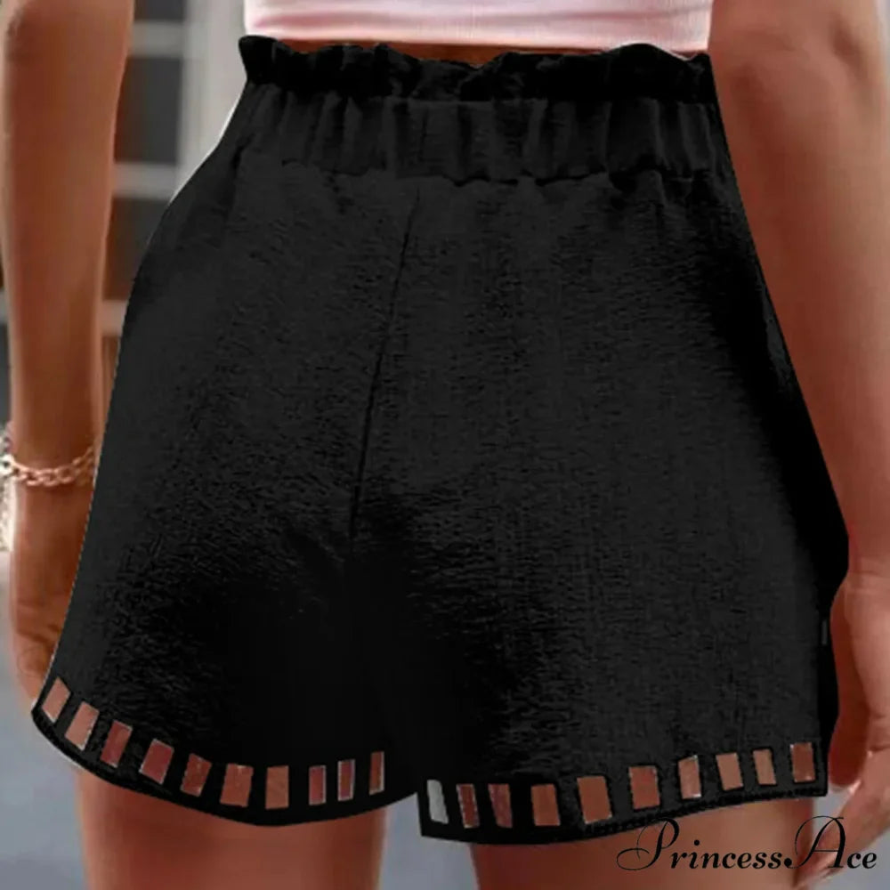 Linen Cotton Hollowed-Out Seaside Short