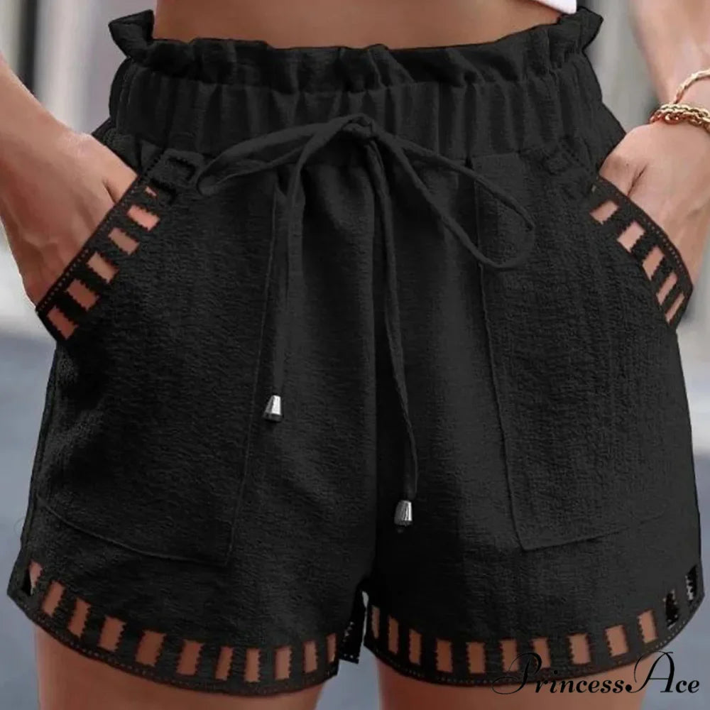 Linen Cotton Hollowed-Out Seaside Short
