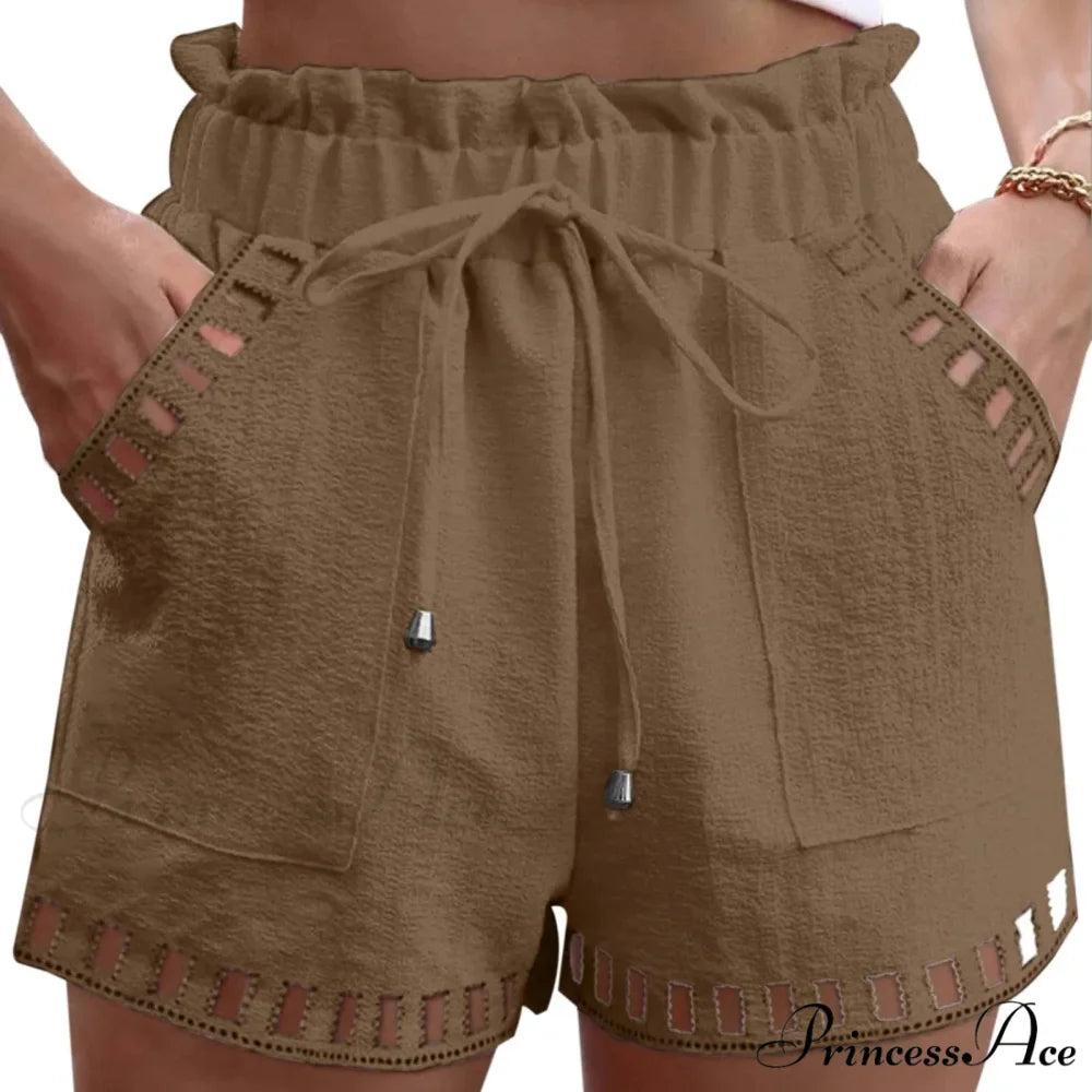 Linen Cotton Hollowed-Out Seaside Short
