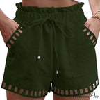 Linen Cotton Hollowed-Out Seaside Short