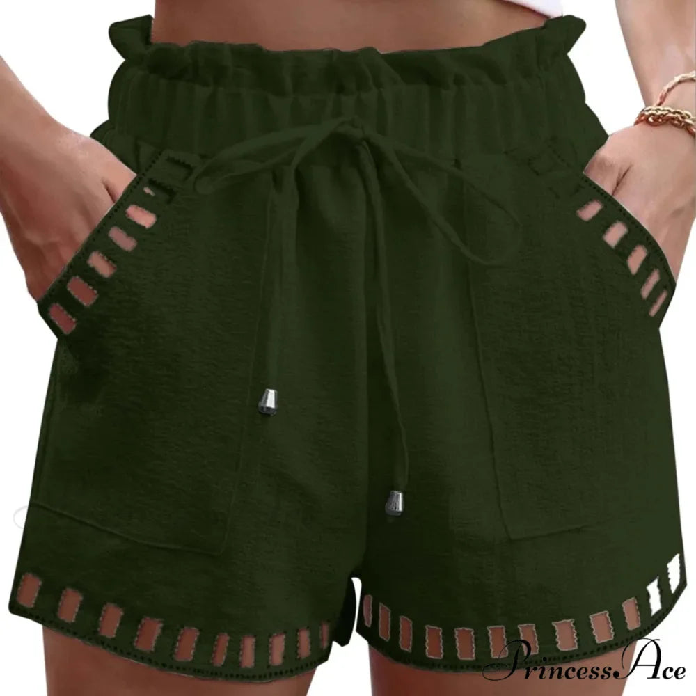 Linen Cotton Hollowed-Out Seaside Short