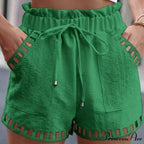Linen Cotton Hollowed-Out Seaside Short