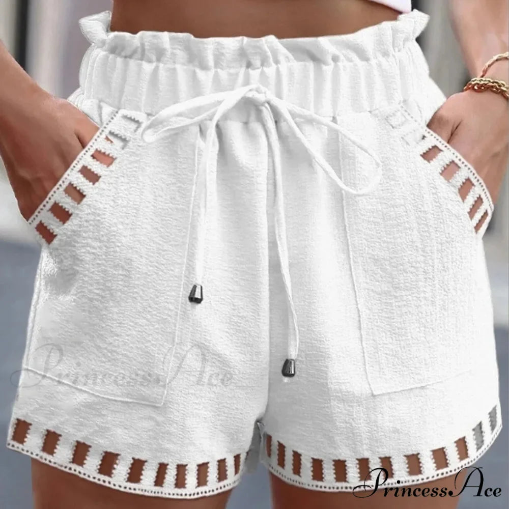 Linen Cotton Hollowed-Out Seaside Short