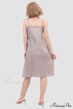 Linen Slip Dress with Daisy Embroidery