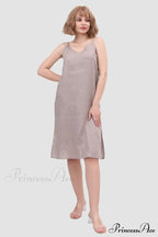 Linen Slip Dress with Daisy Embroidery