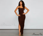 Liza Formal Ruched Charming High Slit Dress