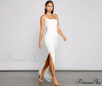 Liza Formal Ruched Charming High Slit Dress