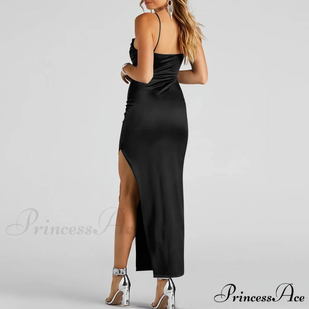 Lola High Slit Charming Satin Dress 2