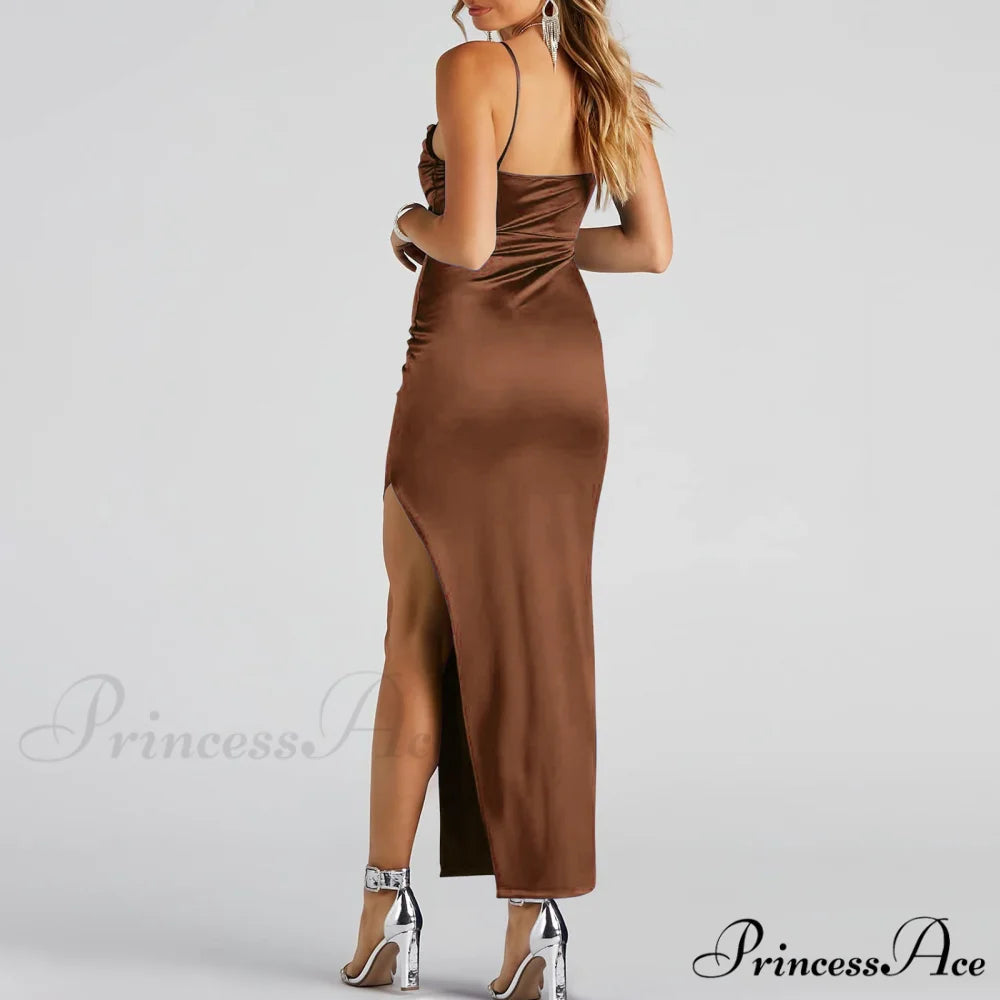 Lola High Slit Charming Satin Dress 2