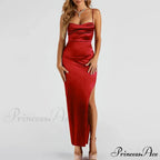 Lola High Slit Charming Satin Dress 2