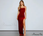 Lola High Stylish Slit Velvet Dress