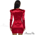 Lola Long Sleeve Charming Deep V Mini Dress