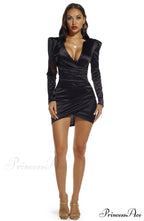 Lola Long Sleeve Charming Deep V Mini Dress