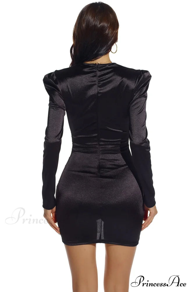 Lola Long Sleeve Charming Deep V Mini Dress