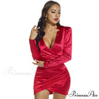 Lola Long Sleeve Charming Deep V Mini Dress