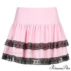 Lolita Cake Gothic Japanese Harajuku Purple Pink Plaid Pleated Skirt