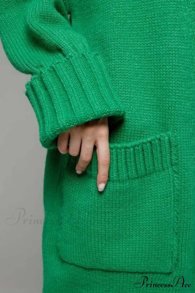 Long Cardigan with Open Front and Pockets