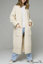 Long Cardigan with Open Front and Pockets
