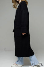 Long Cardigan with Open Front and Pockets