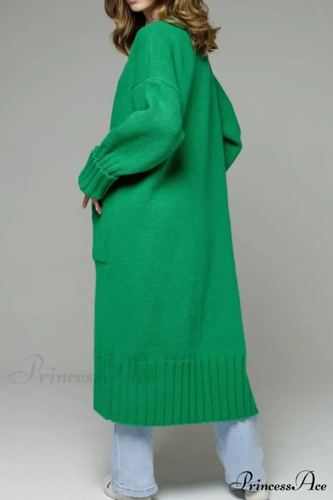 Long Cardigan with Open Front and Pockets