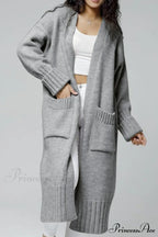 Long Cardigan with Open Front and Pockets