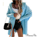 Long Hooded Cardigan Women Solid Color Braid Knit Overcoat