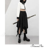 Long Irregular Dark Tie Street Wind Weave Buckle Y2k Skirt
