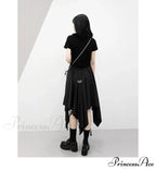 Long Irregular Dark Tie Street Wind Weave Buckle Y2k Skirt