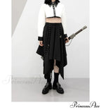 Long Irregular Dark Tie Street Wind Weave Buckle Y2k Skirt