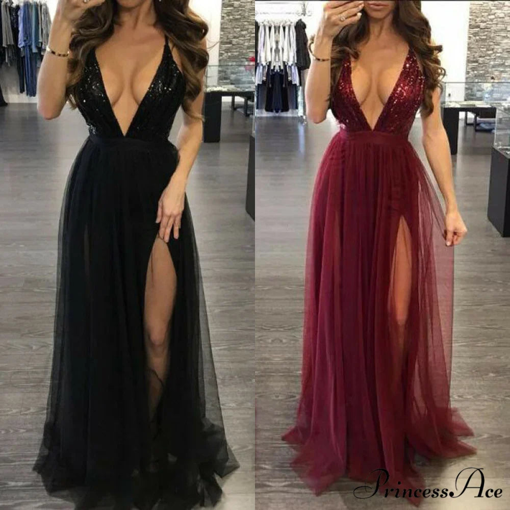 Long Maxi Cocktail Party Gown Bandage Blackless Dress