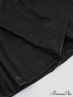 Long Oversized Black Brown Pu Leather Double Breasted Loose Luxury Designer Stylish Coat