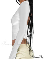 Long Sleeve Backless Casual Slim Fit Pullovers T-Shirts