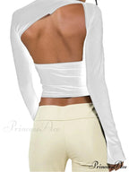 Long Sleeve Backless Casual Slim Fit Pullovers T-Shirts