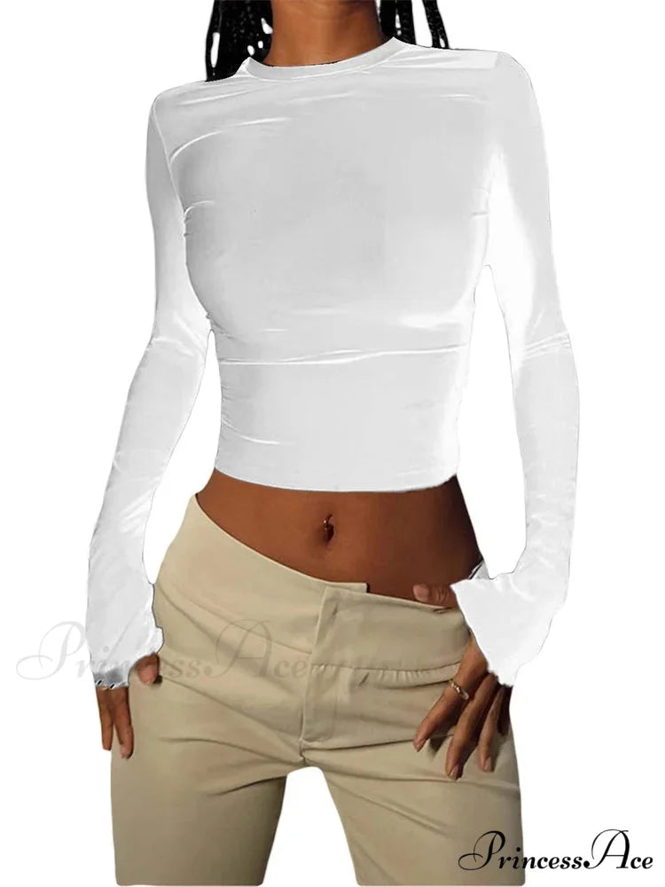 Long Sleeve Backless Casual Slim Fit Pullovers T-Shirts