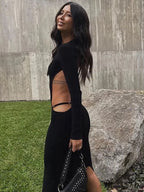 Long Sleeve Backless Party for Women Clothes Club Elegant Gown Hot Midi Dress Fashion Outfits