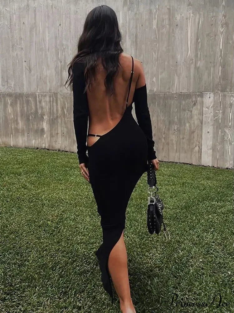 Long Sleeve Backless Party for Women Clothes Club Elegant Gown Hot Midi Dress Fashion Outfits