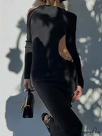 Long Sleeve Backless Party for Women Clothes Club Elegant Gown Hot Midi Dress Fashion Outfits