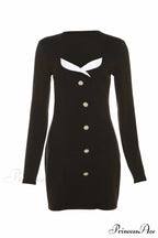 Long Sleeve Bodycon Dress with Buttons