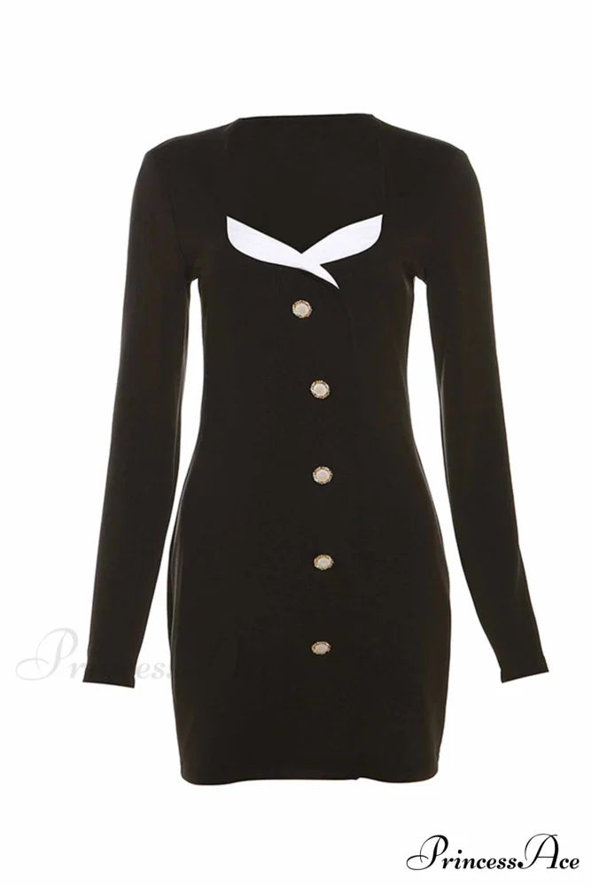 Long Sleeve Bodycon Dress with Buttons