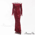 Long Sleeve Bodycon Stretchy Slash Neck Mermaid Dress