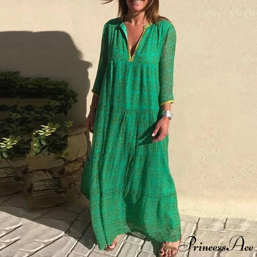 Long Sleeve Bohemian Maxi Dresses