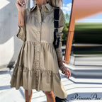 Long Sleeve Button Party Casual Loose Shirt Dress