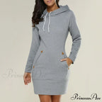 Long Sleeve Camp Collar Pocket Simple Dress