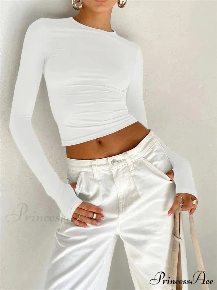 Long Sleeve Casual Pullover Thumb Hole Base T-Shirts