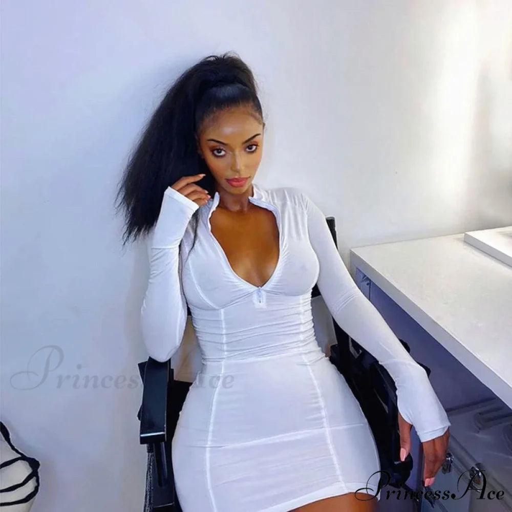 Long Sleeve Casual Skinny Fitness Mini Slim Short Dress